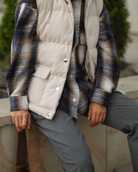 16 сорочка у клітинку байкова на кнопках